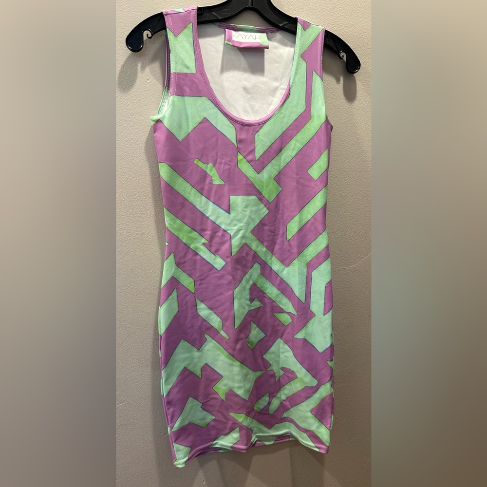 Mint Green and Lavender Geometric Mini Dress